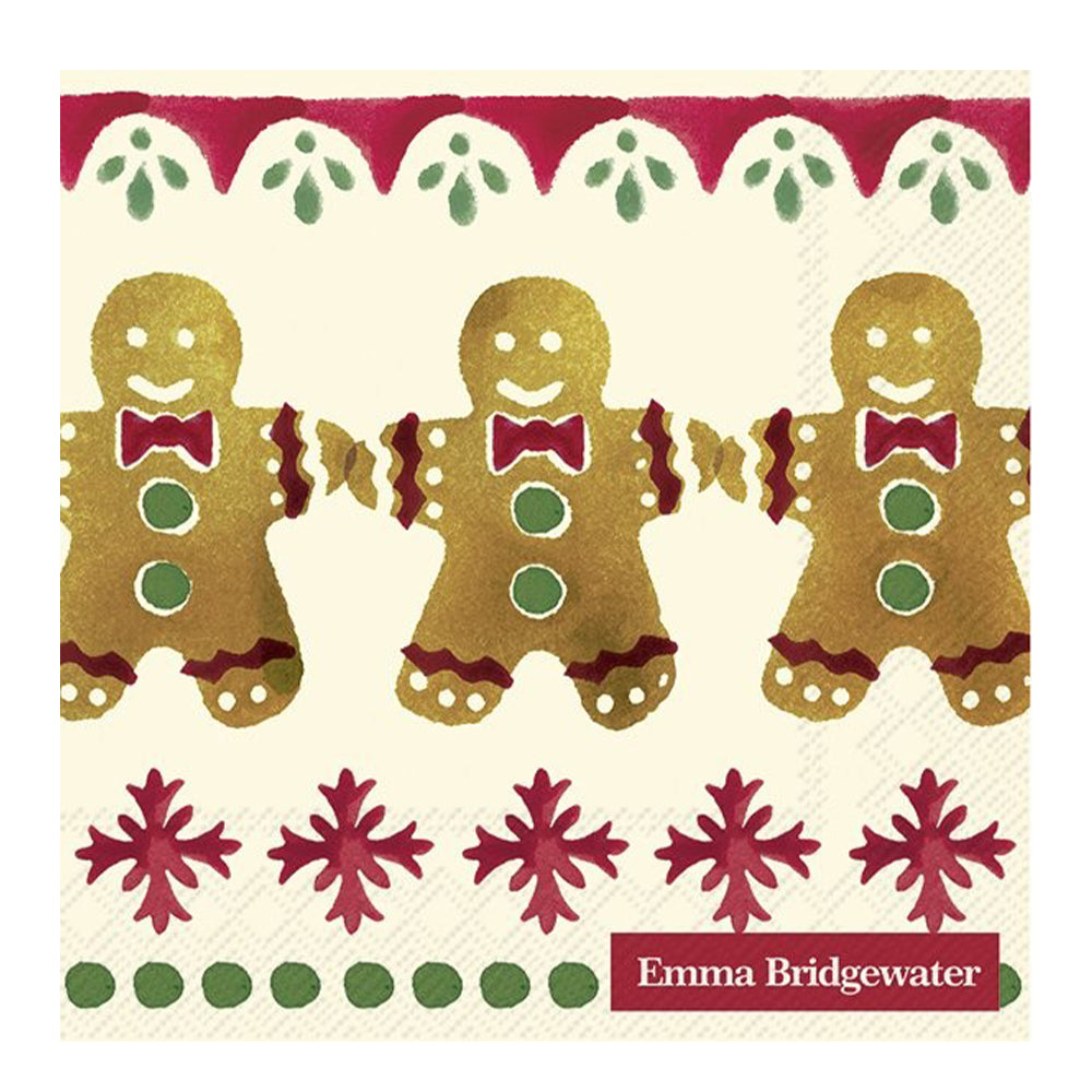 Emma Bridgewater Gingerbread Christmas Cream IHR Paper Cocktail Napkins 25 cm 20 pack 3 ply