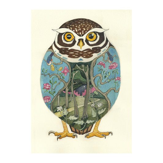 Little Owl Greeting Card by Daniel Mackie - 7 x 5 inches with envelope