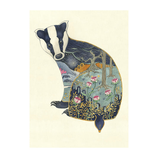 Badger Greeting Card by Daniel Mackie - 7 x 5 inches with envelope