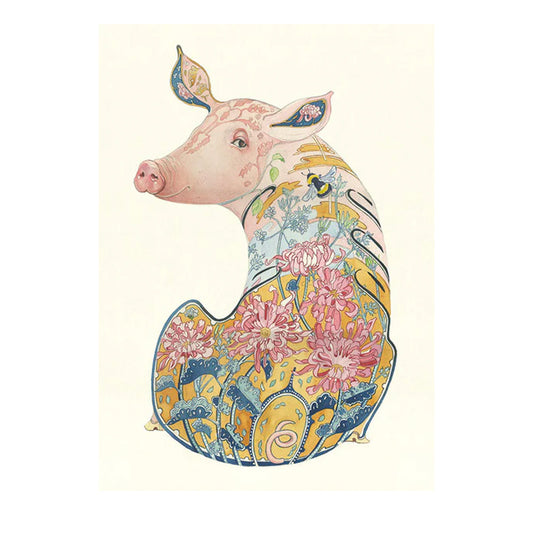 Pig Greeting Card by Daniel Mackie - 7 x 5 inches with envelope
