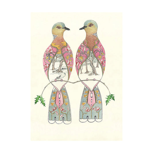 Two Turtle Doves Greeting Card by Daniel Mackie - 7 x 5 inches with envelope