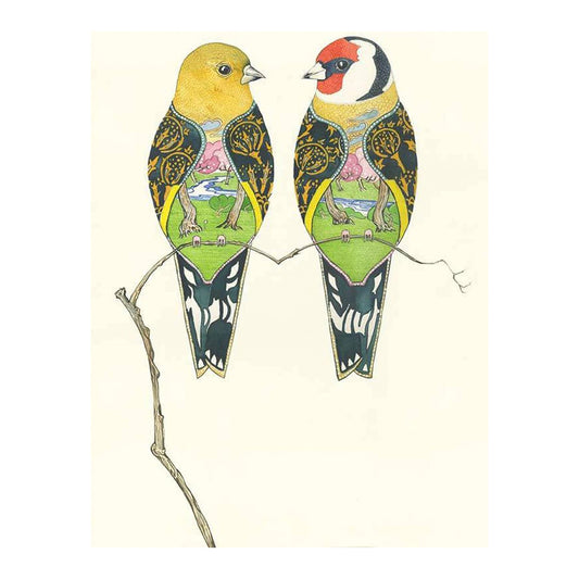 Goldfinches Greeting Card by Daniel Mackie - 7 x 5 inches with envelope
