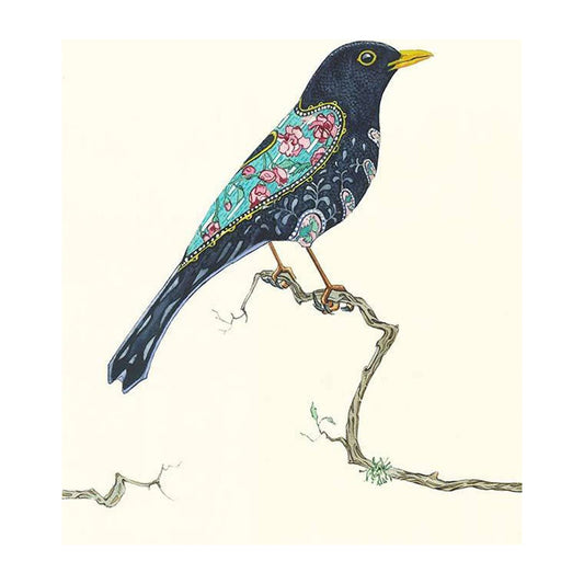 Black Bird Greeting Card by Daniel Mackie - 7 x 5 inches with envelope