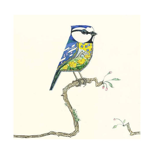 Blue Tit Bird Greeting Card by Daniel Mackie - 7 x 5 inches with envelope