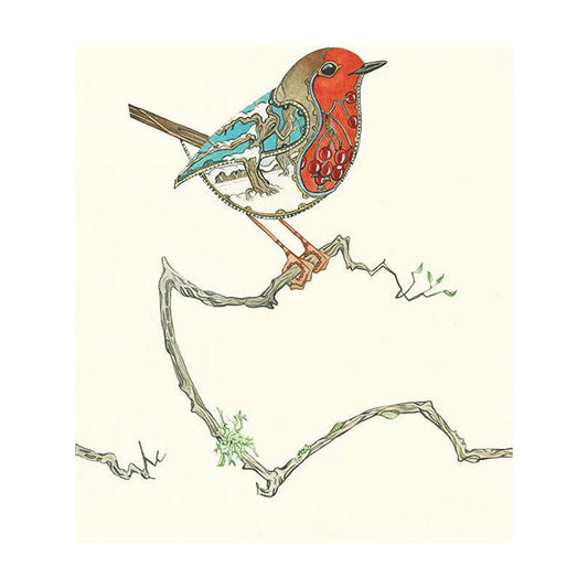 Robin in the Snow Bird Greeting Card by Daniel Mackie - 7 x 5 inches with envelope