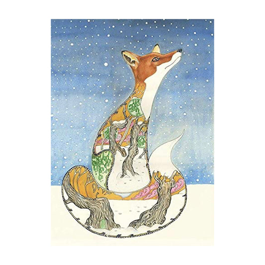 Fox in the Snow Greeting Card by Daniel Mackie - 7 x 5 inches with envelope