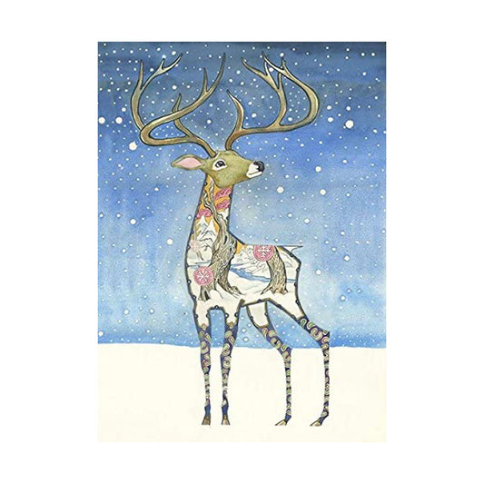Stag Deer in the Snow Greeting Card by Daniel Mackie - 7 x 5 inches with envelope