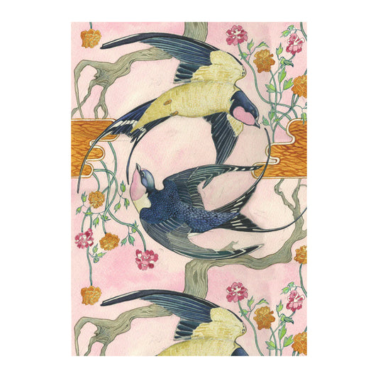 Swallows Greeting Card by Daniel Mackie - 7 x 5 inches with envelope