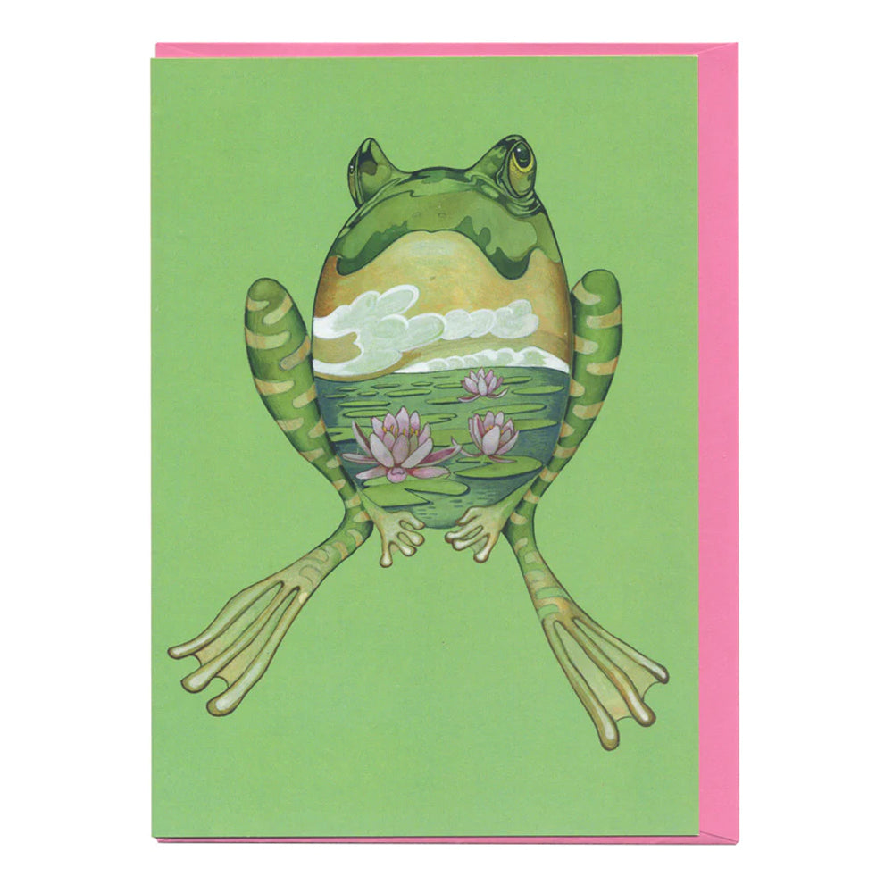 Green Frog Greeting Card by Daniel Mackie - 7 x 5 inches with envelope