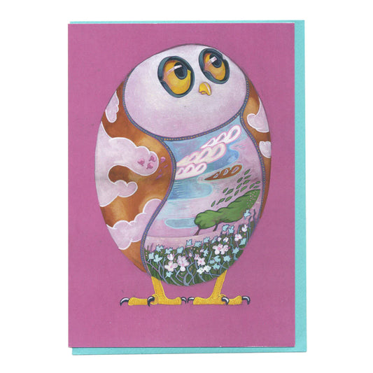 Wise Owl Greeting Card by Daniel Mackie - 7 x 5 inches with envelope