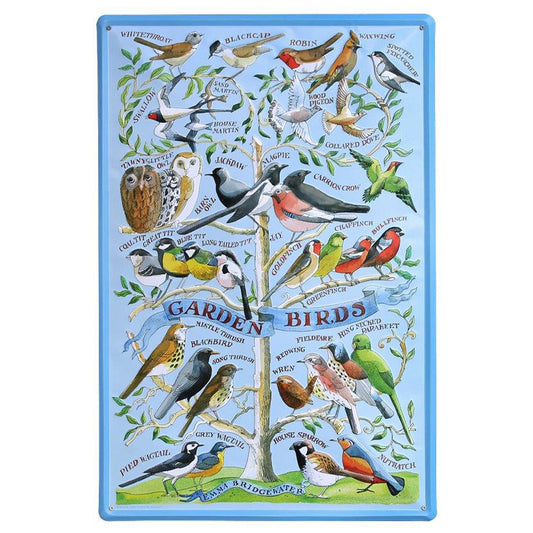 Emma Bridgewater - Garden Birds Embossed Metal Sign Poster 59.5cm x 39.5cm