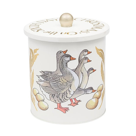 Emma Bridgewater 6 Geese A Laying Christmas  Medium Tin Biscuit Barrel 150 (d) x 173 mm