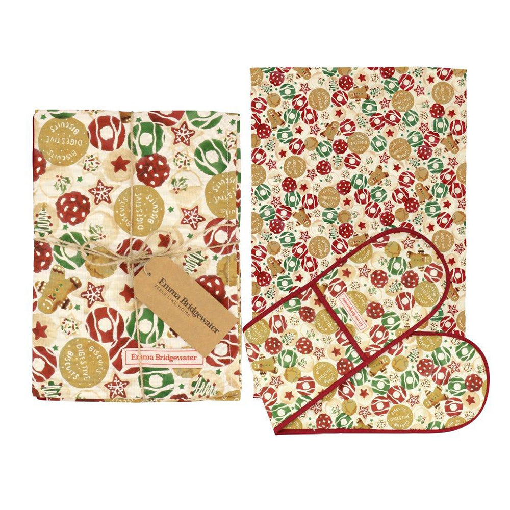 Emma Bridgewater Christmas Biscuits Tea Towel & Oven Glove Set