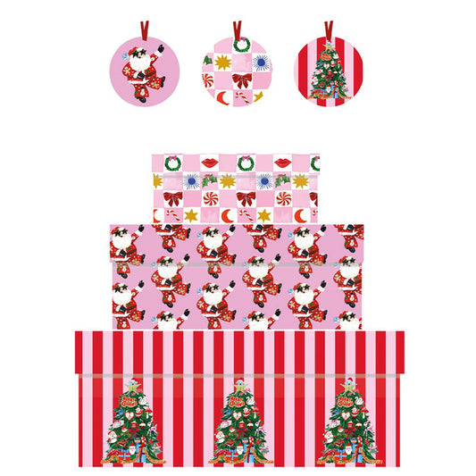 Eleanor Bowmer Christmas Extravaganzer Nest of 3 Gift Boxes Size: small 165 x 50 x 110mm Medium: 230 x 90 x 165mm Large: 310 x 130 x 225mm