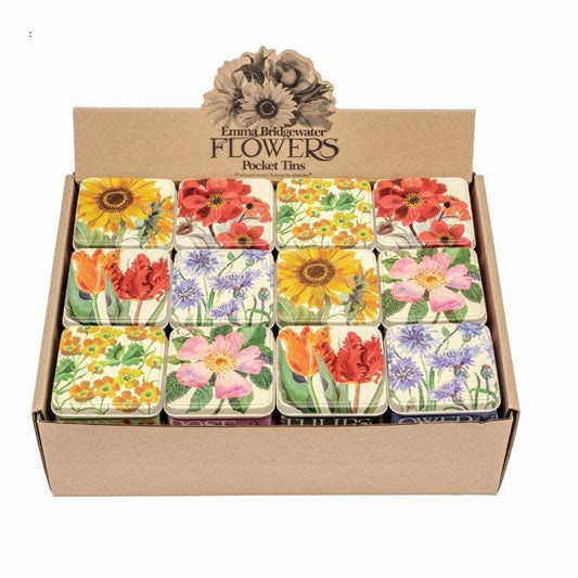 Emma Bridgewater - Flowers Small Square Tins 6 Assorted Tins 86 x 86 x 37mm