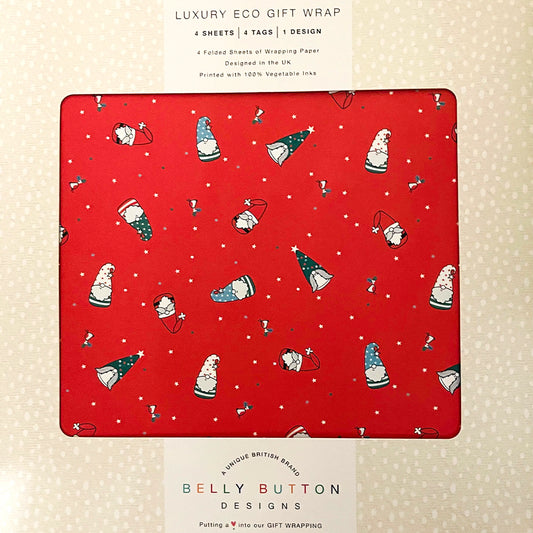Gonks Christmas  Flat Wrap Pack 4 sheets x 2 designs 2 pop out tags Wrap sheet size 690 x 495mm