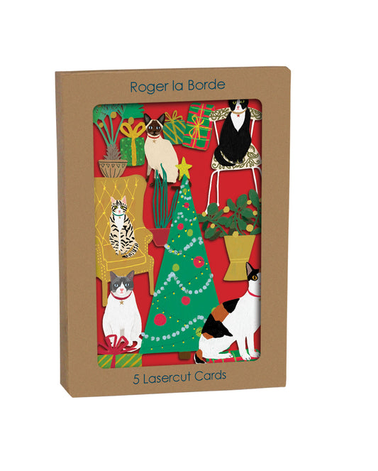 Pretty Paws Laser Cut Christmas Card 5 pack 170 x 120 mm  Roger la Borde in Kraft Box