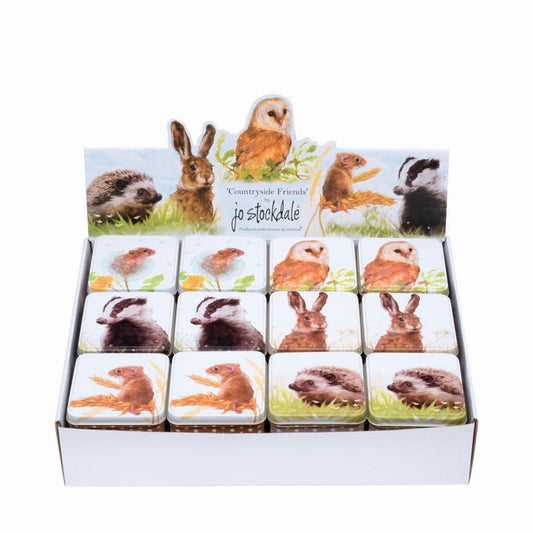 Jo Stockdale - Countryside Friends Small Square 6 Assorted different Animal Tins 86 x 86 x 37mm