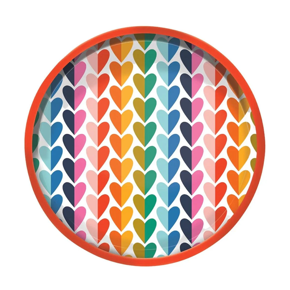 Kate Rhees Rainbow  Hearts Deepwell Tin Tray 300mm (d)