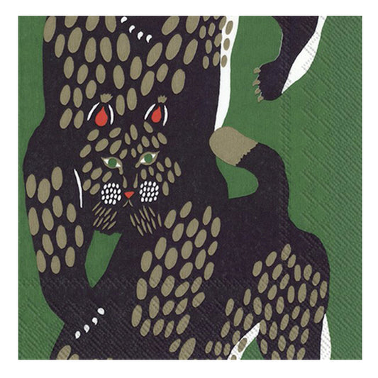 Marimekko Ilves Green Cat Leopard IHR Paper Lunch Napkins 33 cm sq 3 ply 20 pack