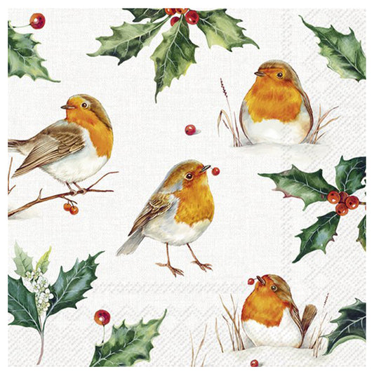Lexi and Robin Cream Christmas IHR Paper Table Lunch Napkins 33 cm square 3 ply