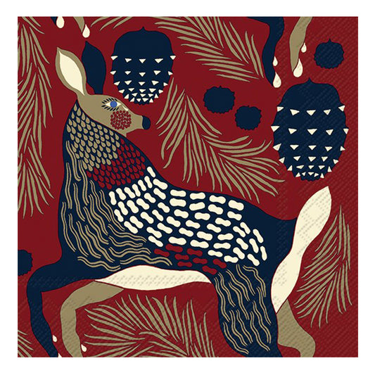 Marimekko Peura Deer Brown IHR Paper Lunch Napkins 33 cm sq 3 ply 20 pack