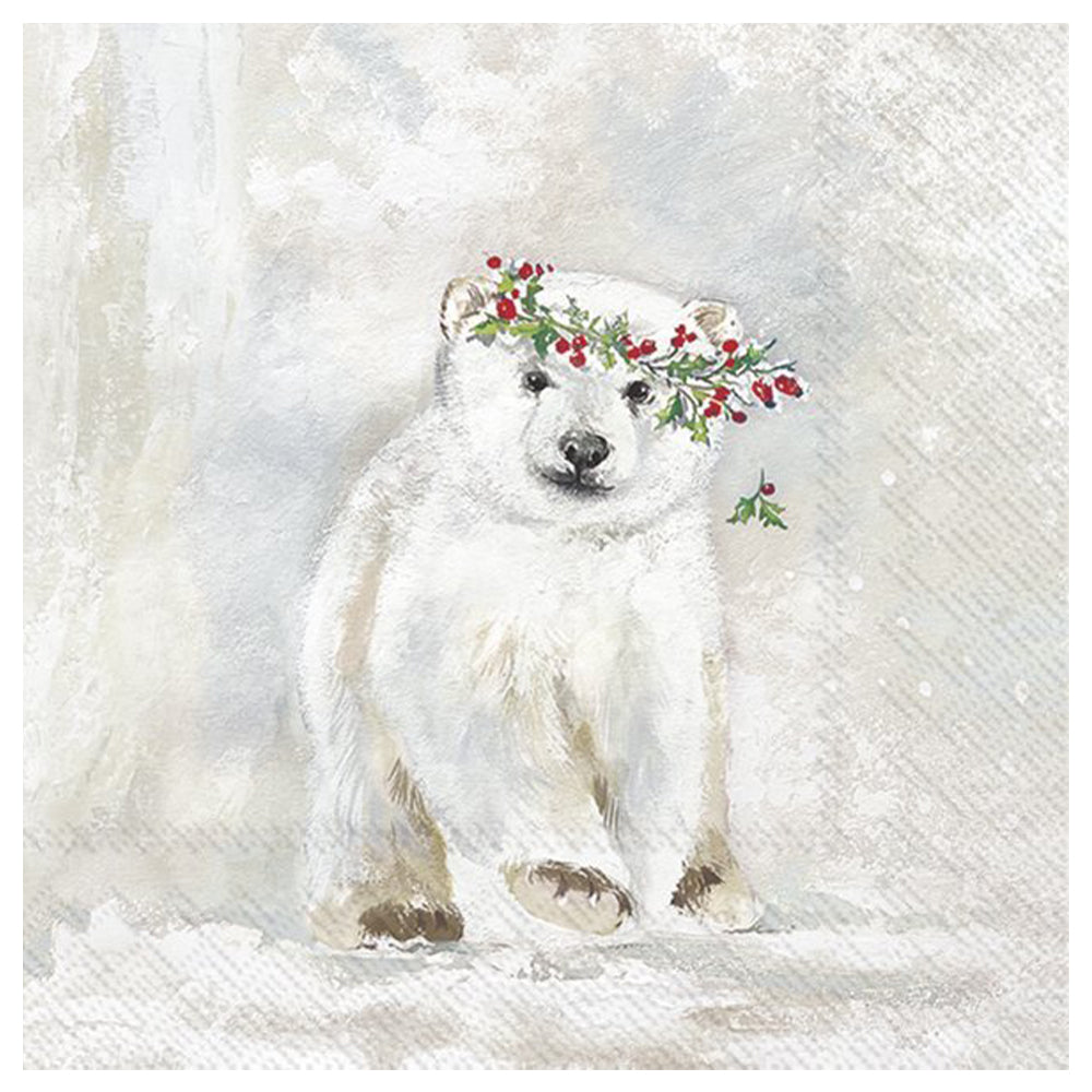 Flocke Polar Bear Christmas IHR Paper Table Lunch Napkins 33 cm square 3 ply