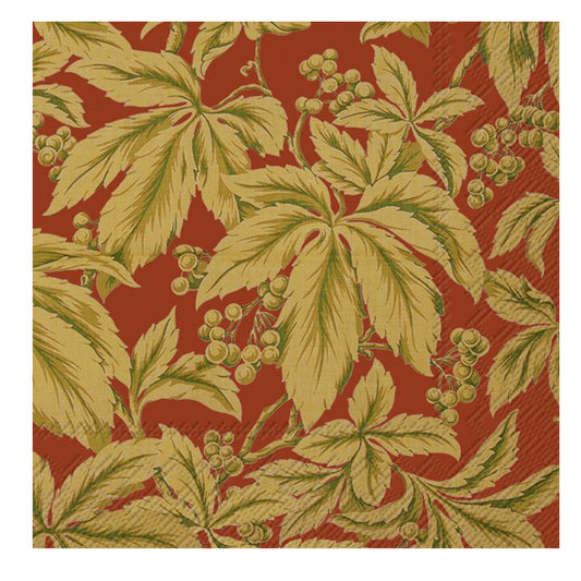 Woodwind (V&A) Autumn Leaves Red IHR Paper Lunch Napkins 33 cm sq 3 ply 20 pack