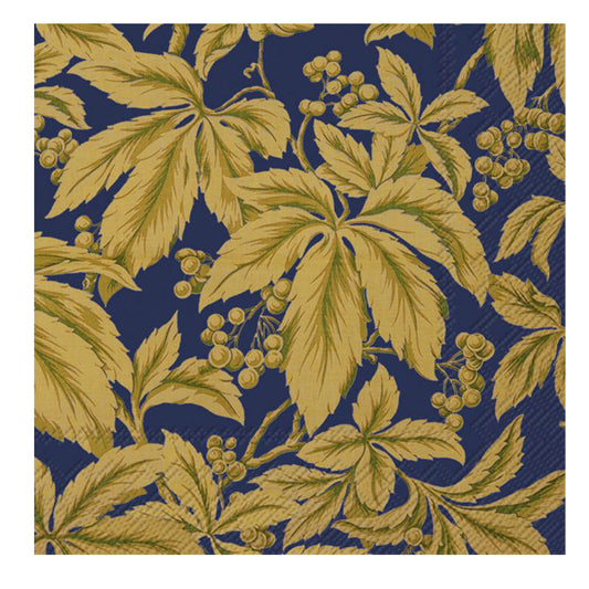 Woodwind (V&A) Blue Autumn Leaves IHR Paper Lunch Napkins 33 cm sq 3 ply 20 pack