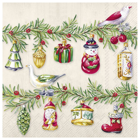 Christmas Garland Cream IHR Paper Table Lunch Napkins 33 cm square 3 ply