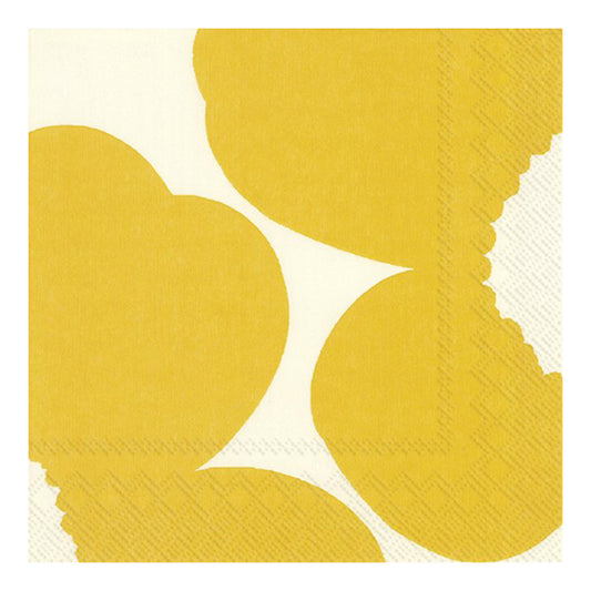 Marimekko Isot Unikot Yellow Flowers cream IHR Paper Table Napkins 33 cm square 3 ply lunch napkins