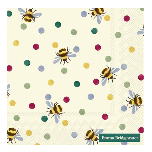 Emma Bridgewater Bumblebee and Polkadots IHR Paper Table Napkins 33 cm square 3 ply lunch napkins