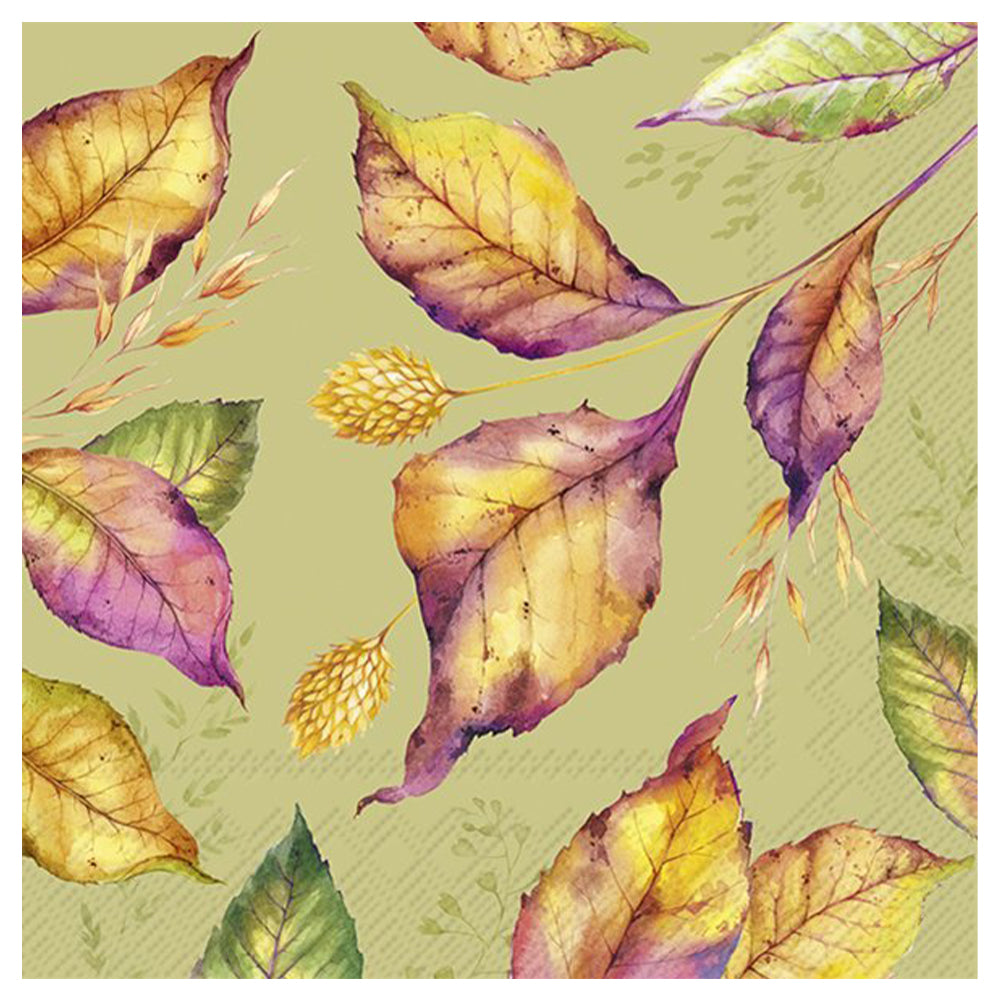 Blaire Green Autumn Leaves IHR Paper Table Lunch Napkins 33 cm square 3 ply