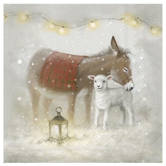 Nino & Molly Donkey Sheep Christmas IHR Paper Table Lunch Napkins 33 cm sq 3 ply