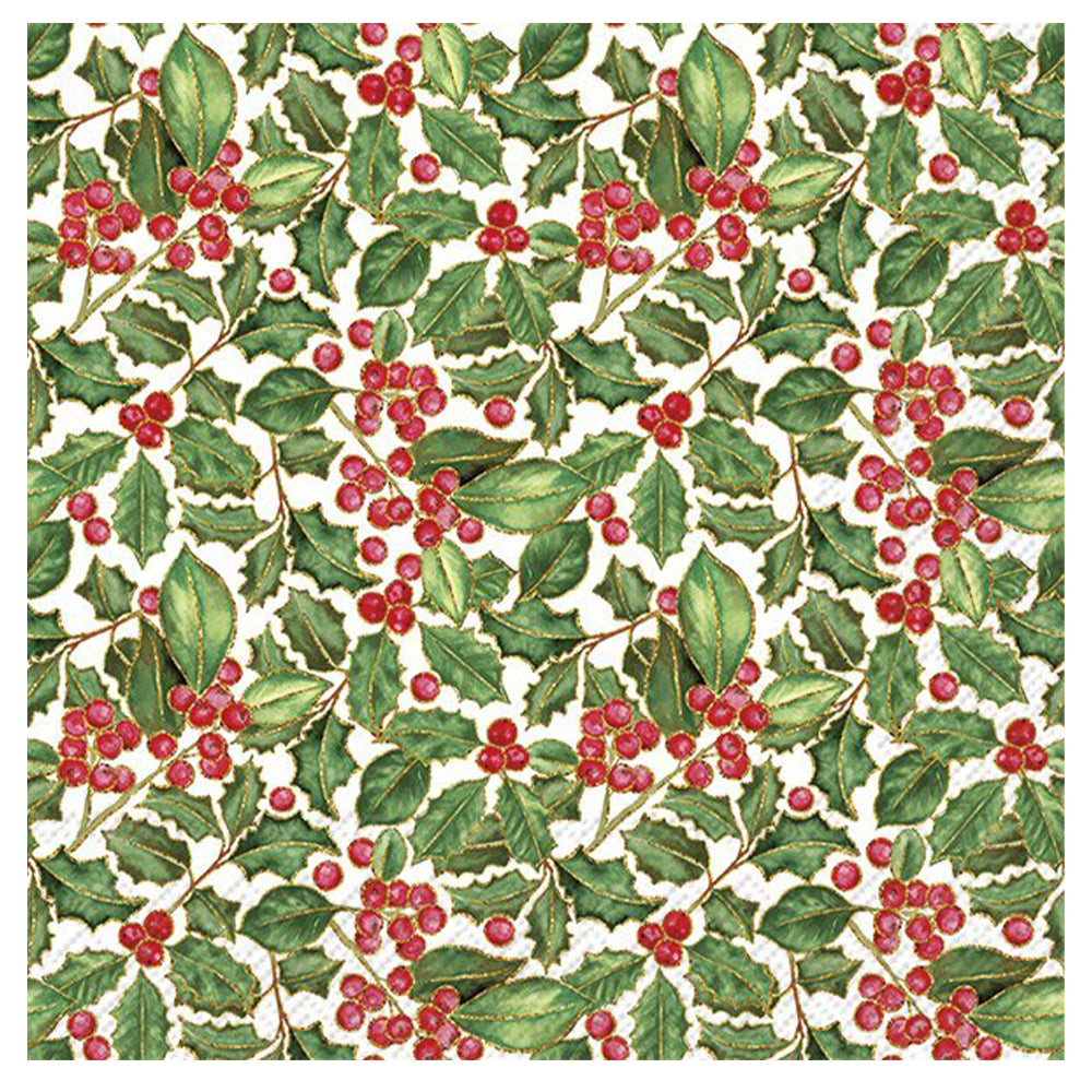 Holly Christmas Berries IHR Paper Table Lunch Napkins 33 cm square 3 ply