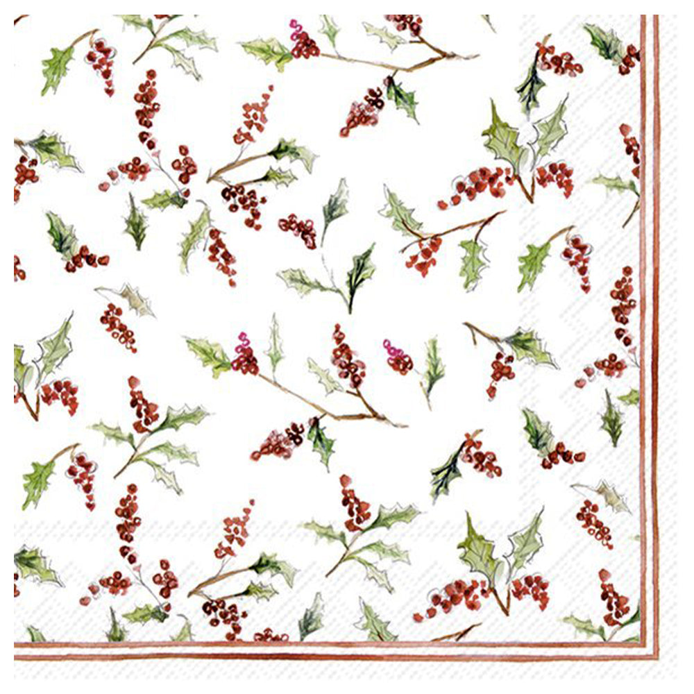 Christmas Ilex Berries Holly IHR Paper Table Lunch Napkins 33 cm square 3 ply