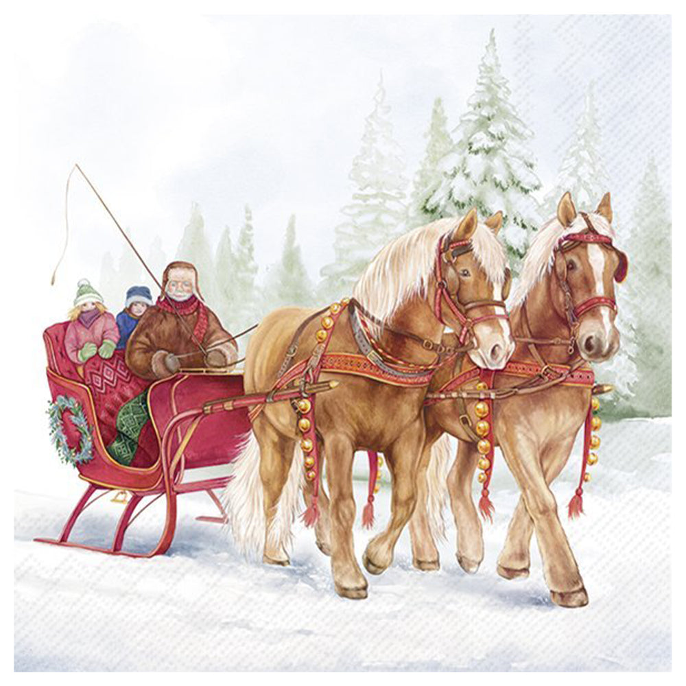 Winter Sleigh Ride Horses IHR Paper Table Lunch Napkins 33 cm square 3 ply