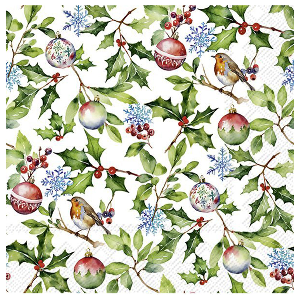 Christmas Holly IHR Paper Table Lunch Napkins 33 cm square 3 ply