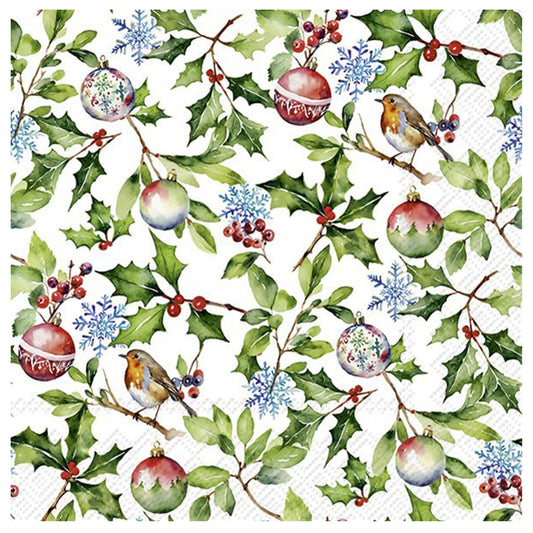 Christmas Holly IHR Paper Table Lunch Napkins 33 cm square 3 ply