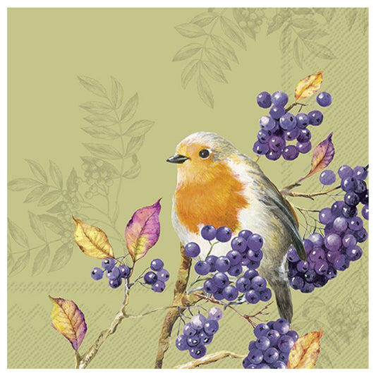Bird Life Green IHR Paper Table Lunch Napkins 33 cm square 3 ply