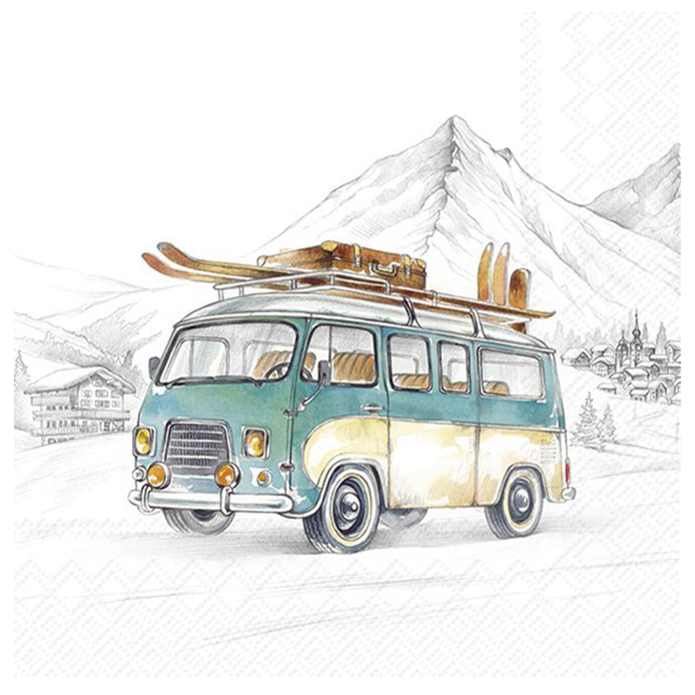 Ski Adventures  Camper Van IHR Paper Table Lunch Napkins 33 cm square 3 ply