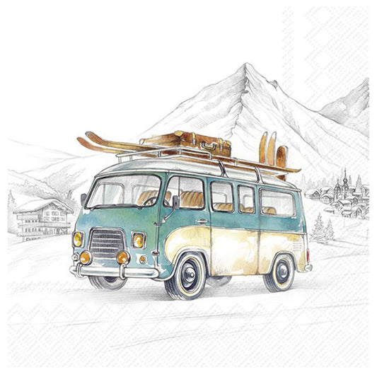 Ski Adventures  Camper Van IHR Paper Table Lunch Napkins 33 cm square 3 ply