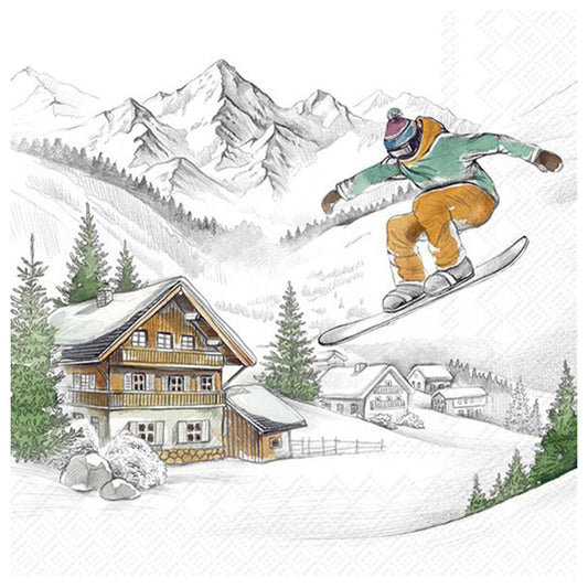 Ski Vacations Snowboard IHR Paper Table Lunch Napkins 33 cm square 3 ply