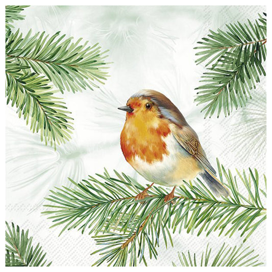 Charming Robin Green Christmas IHR Paper Table Lunch Napkins 33 cm square 3 ply