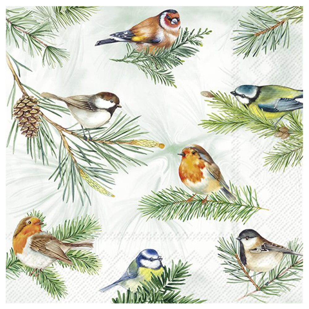 Charming Birds Green IHR Paper Table Lunch Napkins 33 cm square 3 ply