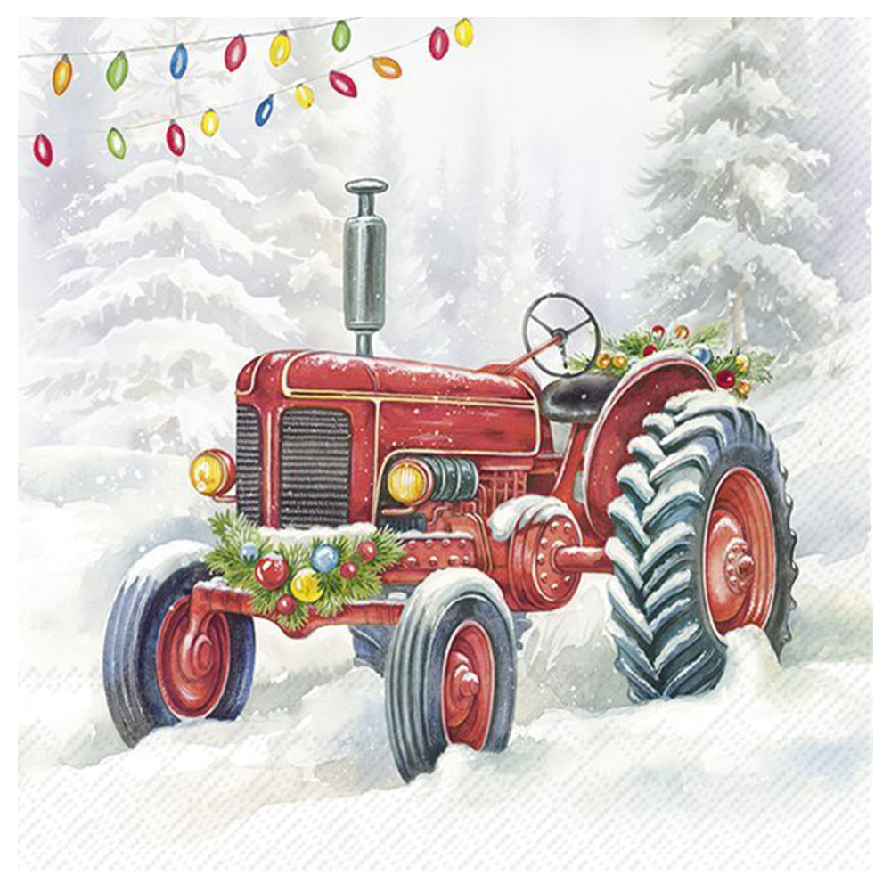 Festive Tractor Christmas IHR Paper Table Lunch Napkins 33 cm square 3 ply