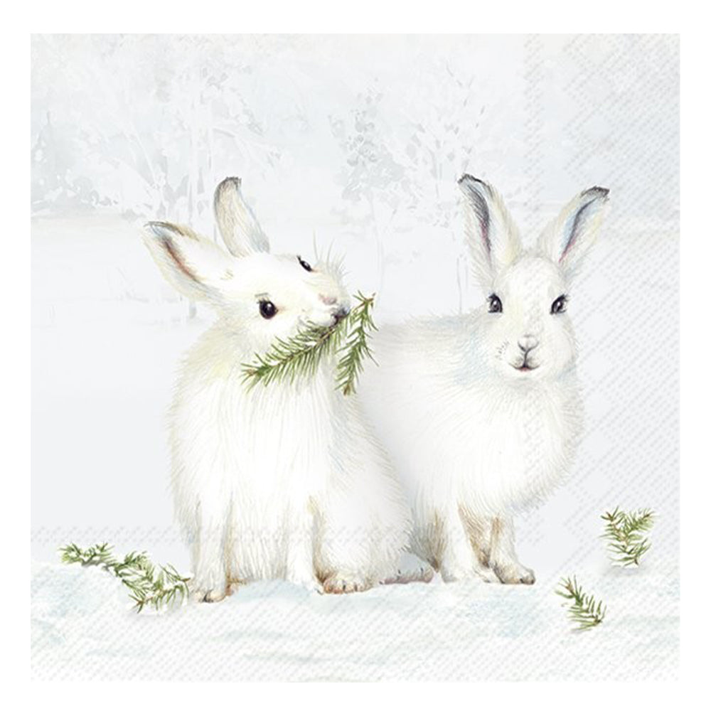 Snow Rabbits IHR Paper Table Lunch Napkins 33 cm square 3 ply