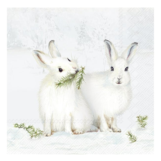 Snow Rabbits IHR Paper Table Lunch Napkins 33 cm square 3 ply