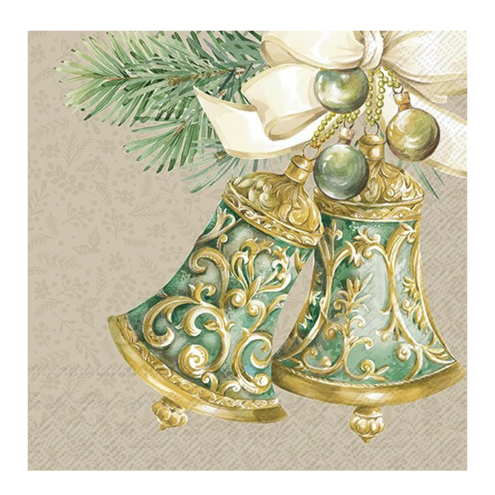 Christmas Bells Brown IHR Paper Table Lunch Napkins 33 cm square 3 ply