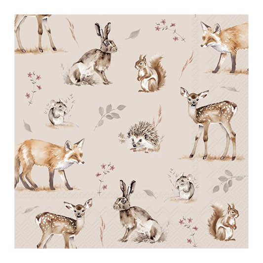 Forest Tales Wildlife Linen IHR Paper Table Lunch Napkins 33 cm square 3 ply